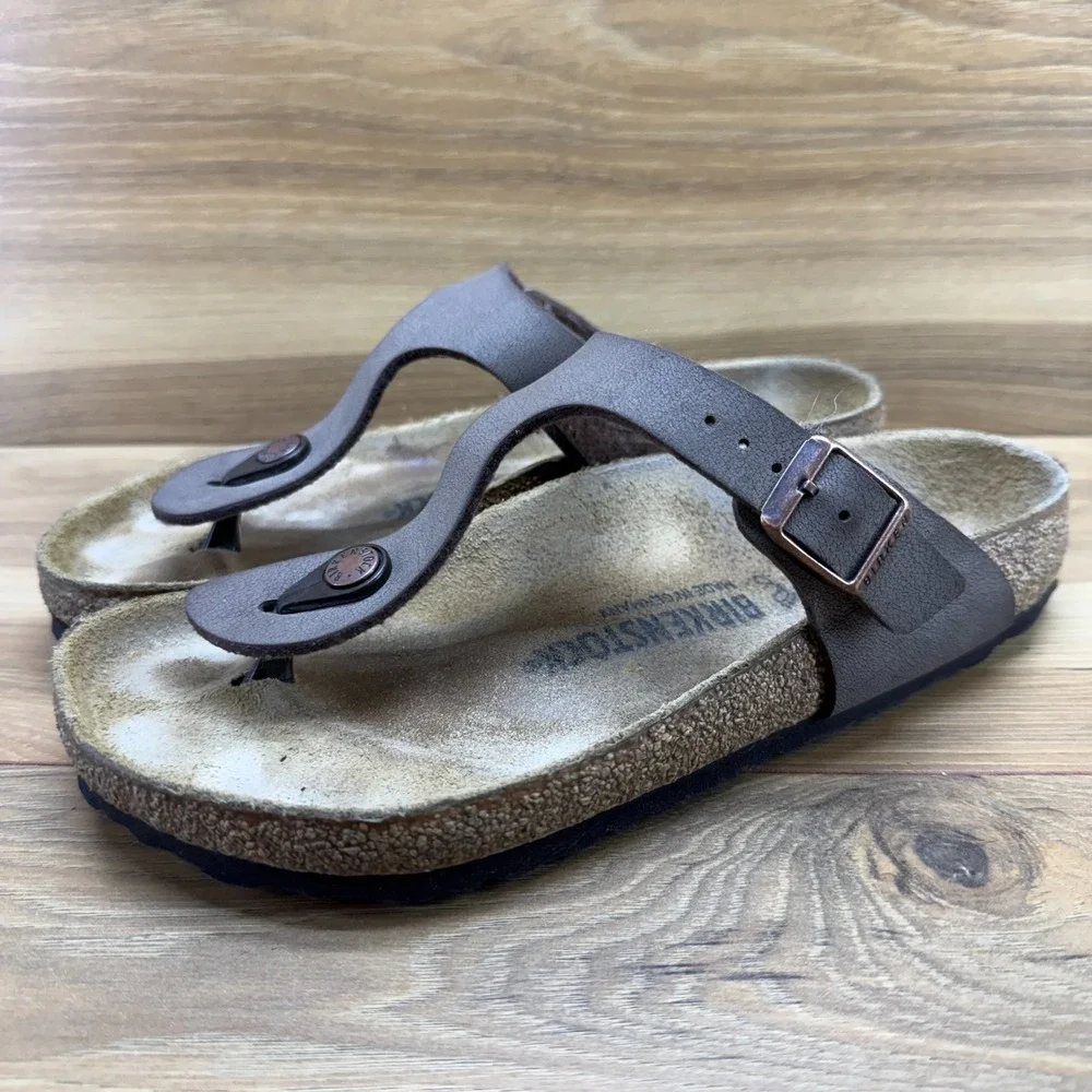 Birkenstock Gizeh Sandals Womens 7 W EU 38 Brown Birko Thong Travel Vacation